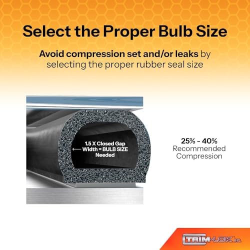 TRIM-LOK D-Shaped Rubber Seal with High Tack Tape, 0.36-Inch Height, 0.625-In...
