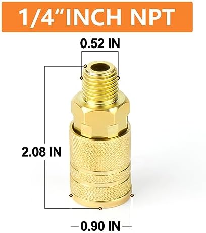 GASHER 12PCS 1/4-Inch Male Industrial Coupler,1/4 Inch NPT Male Threads Size,...