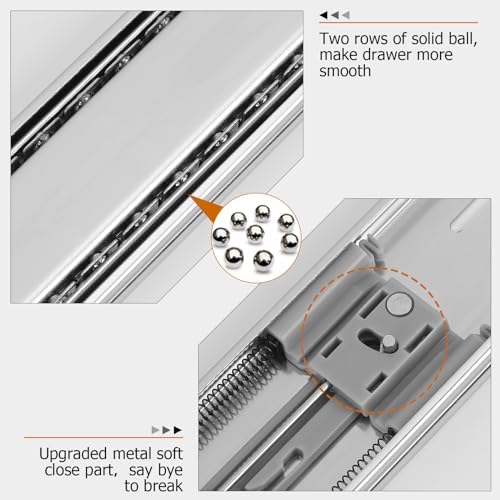 LONTAN 10 Pairs Soft Close Drawer Slides 22 Inch Heavy Duty Cabinet Rails