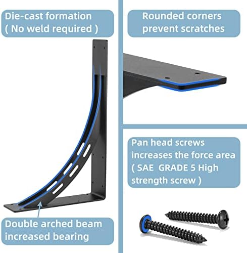 Heavy Duty Shelf Brackets (Set of 2) - 16" x 12" Max Load 1100 Lbs ...