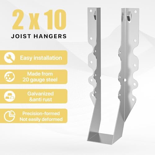 20 pcs 2x10 Joist Hanger,LU210 18 Gauge Double Shear Face Mount Joist Hanger,...