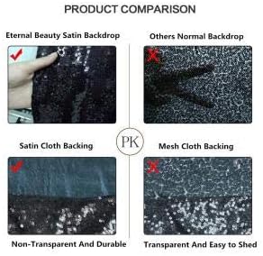 Eternal Beauty Black Thick Sequin Backdrop, 10x10 Ft Halloween Glitter Backgr...