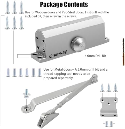 Onarway Door Closer Automatic Size 4 Spring Hydraulic for Home & Commercial
