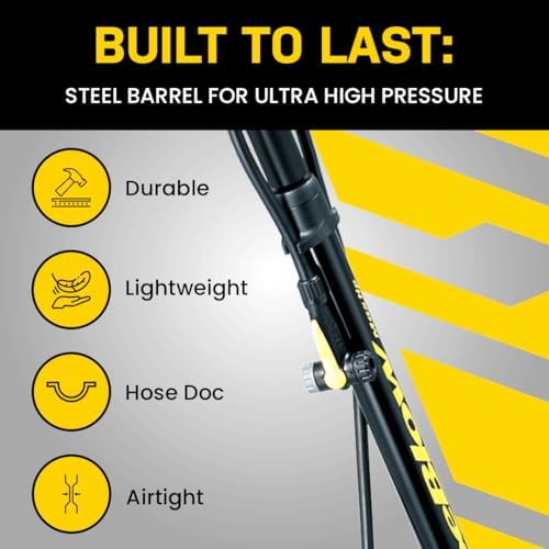 Topeak JoeBlow Max HP Bike Floor Pump, 160 PSI Gauge, Presta and Schrader