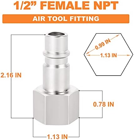 GASHER 10PCS 1/2-Inch NPT Female Industrial Air Tool Fitting, 1/2-Inch High F...