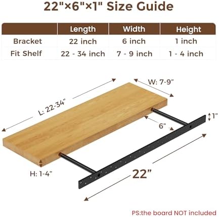 2pcs Floating Shelf Bracket Heavy Duty Floating Mantel Bracket Black Metal De...