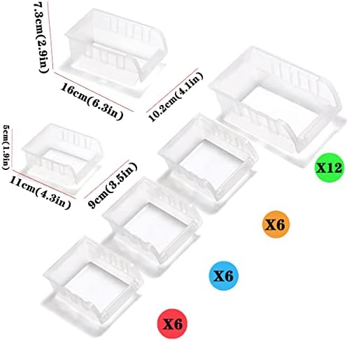 Transparent Garage Organizer Bins, 30PCS Wall Mounted Storage Small Parts Bin...