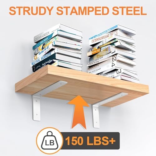 White Floating Shelf Bracket 10 Inch, 6 Pack Heavy Duty Shelf Brackets, Wall ...