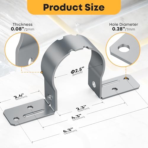 20 PCS Fence Post Brackets, 2-3/8 Steel to Wood Fence Bracket, Fence Brackets...