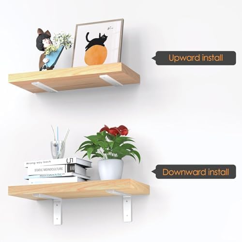 White Floating Shelf Bracket 12 Inch, 4 Pack Heavy Duty Shelf Brackets, Wall ...