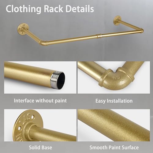 AddGrace Industrial Pipe Clothing Garment Rack Gold 34.5 Inch 2 Pack