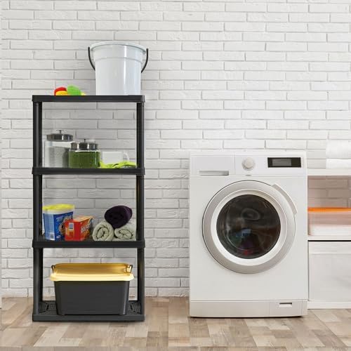 Gracious Living 4-Shelf Fixed-Height Light-Duty Storage, Black, 2-Pack