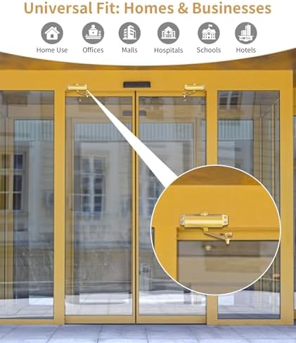 Commercial Grade Door Arm, Dullgolden Finish, Large Size High Traffic (Malls/...