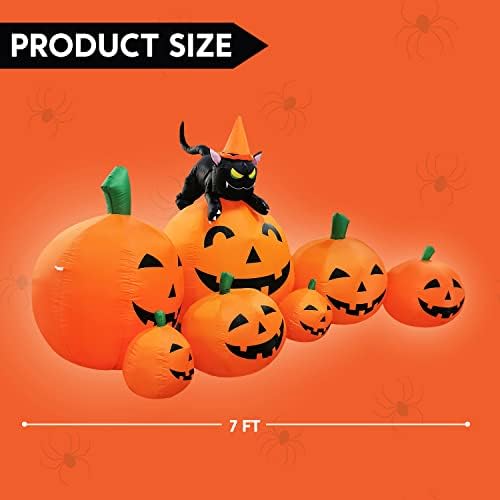 Joiedomi 7 FT Long Halloween Inflatables Pumpkin Outdoor Decorations, 7 Pumpk...
