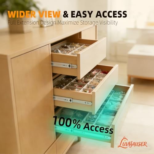 10 Pair Side-Mount 3-Section Full Extension Drawer Slides,16 Inch, Extra-Thic...
