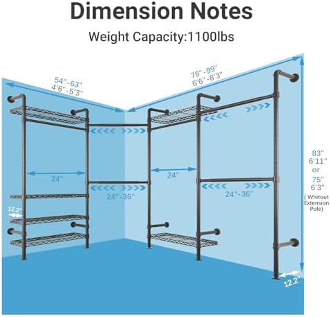 Timate L4 L Shape Garment Rack Heavy Duty Clothes Racks for Hanging Clothes, ...