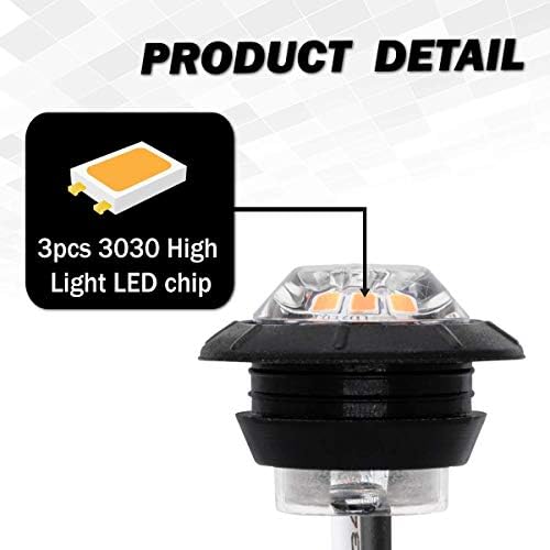 MADCATZ 3/4 Inch Round Clear Lens Amber 3 LED Side Marker Lights Clearance In...