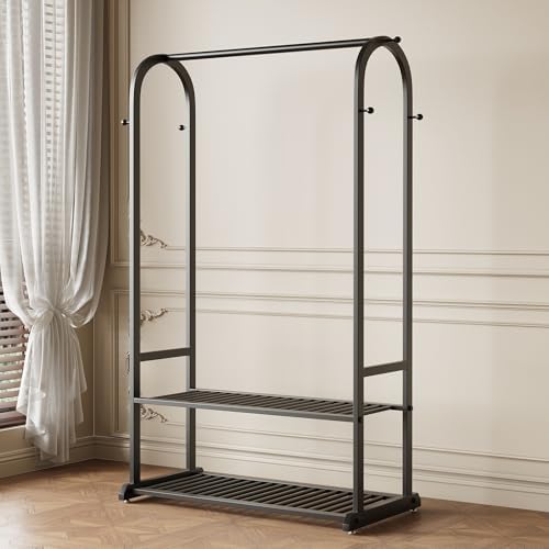 Black Clothing Rack for Hanging Clothes,Sturdy metal clothes rack,Modern Garm...