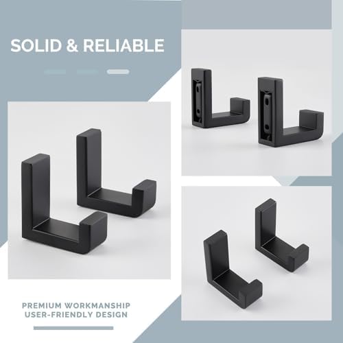 Angle Simple Towel Hooks for Bathrooms Matte Black, 4 Pack Robe Coat Holder