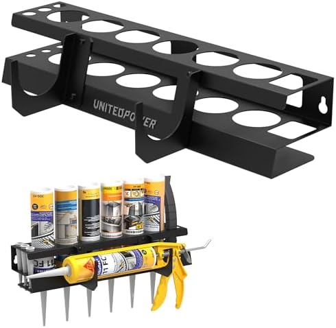 UNITEDPOWER Caulking Gun Holder 6+1, Wall Mount Hand Caulking Gun Storage Rac...