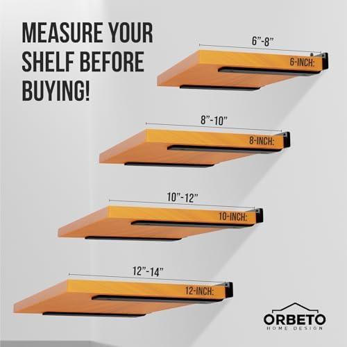 Orbeto 6 Pack Heavy Duty Shelf Brackets (12") Black Metal (6mm Thick), S...