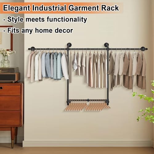 Livabber Industrial Pipe Clothes Rack, Heavy Duty Detachable Iron Garment Rac...