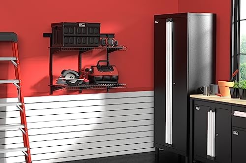ClosetMaid Heavy Duty Wall Shelf Kit for Garage, 2 Shelves, Adjustable ShelfT...