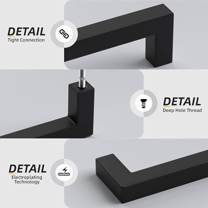 goldenwarm 35 Pack 7-1/2in Black Square Bar Cabinet Pull Drawer Handle