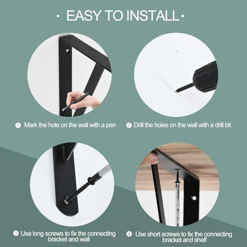 24 Pack L5 x H 3" Black Heavy Duty Shelf Brackets with Screws Metal Shel...