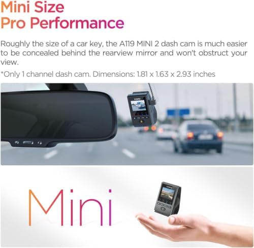 VIOFO Dash Cam Front A119 Mini 2, STARVIS 2 Sensor, 2K 60fps Car Dashcam