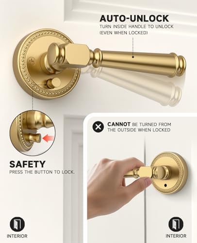 Amerdeco 6 Pack Champagne Bronze Privacy Interior Door Handles