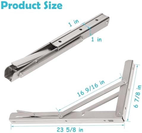 CLT 24'' Folding Shelf Brackets Max. Load 440 lb, Heavy Duty Stainles...