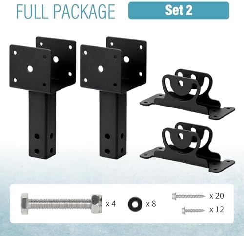2 Pack 304 SS 4x4 Heavy Duty Adjustable Roof Riser Brackets (Black)