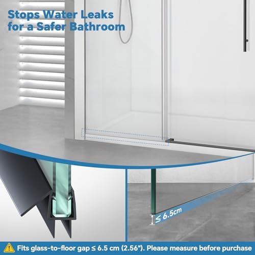 Shower Door Bottom Seal Strip, 2PCS Seal Strip, Clear PVC, 36" Length, F...