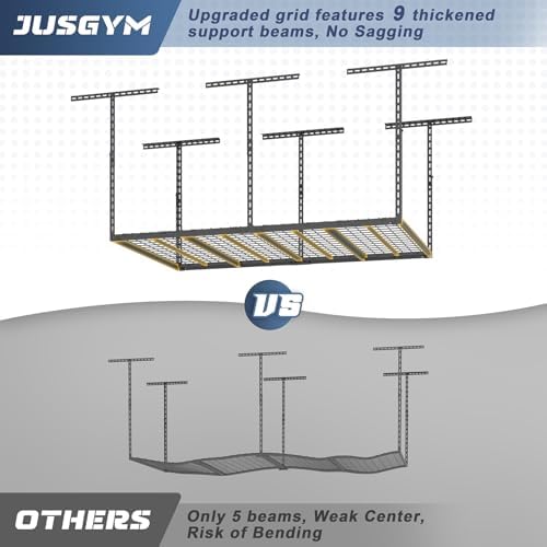Jusgym 4X6FT Overhead Garage Storage Rack, 26"-40" Height Adjustabl...