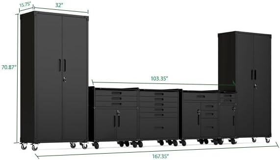 Garage Cabinet System | Heavy Duty Steel All-in-One Modular Garage Cabinet Se...
