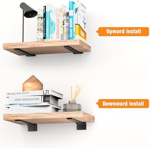 Black Floating Shelf Brackets 10 inch 6 Pack L Brackets for Floating Shelves ...