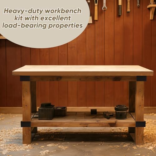 4 Pcs Heavy Duty Workbench Bracket Kit, Corner Braces for 4x4 & 2x4 Wood