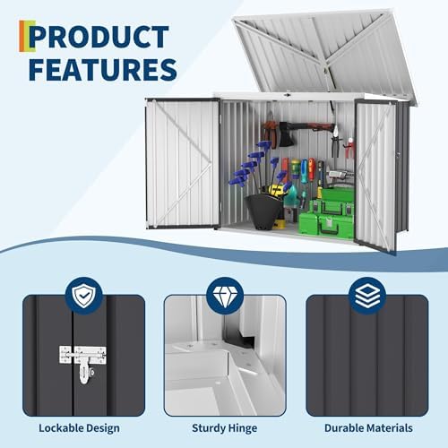 Garvee Outdoor Trash Storage Shed– 5.8x3.3 FT, Lock Latch, Sloped Roof