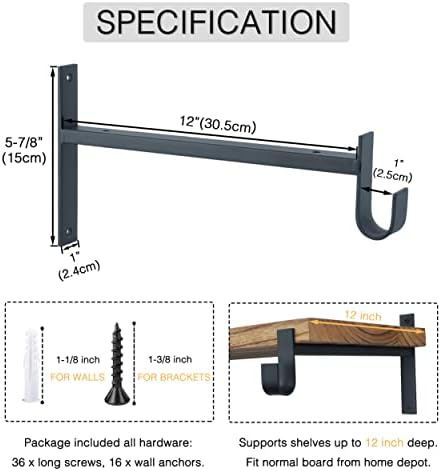 OVOV Closet Rod Bracket Heavy Duty 12 Inch Closet Shelf Brackets 8 Pack