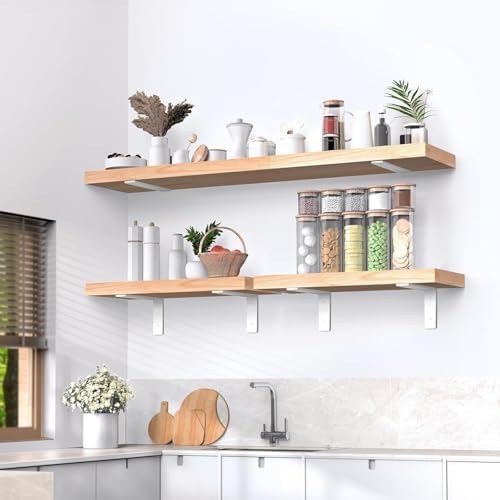 White Floating Shelf Bracket 12 Inch, 4 Pack Heavy Duty Shelf Brackets, Wall ...