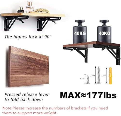 Folding Shelf Brackets - 18 inch 4 Pcs Heavy Duty Collapsible Shelf Bracket, ...