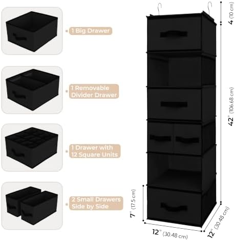 GRANNY SAYS Hanging Closet Organizer, 5 Drawers, 6 Shelves, 6 Pockets