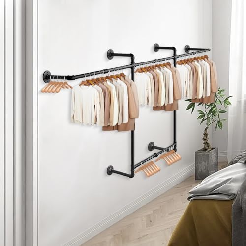 Livabber Industrial Pipe Clothes Rack, Heavy Duty Detachable Iron Garment Rac...