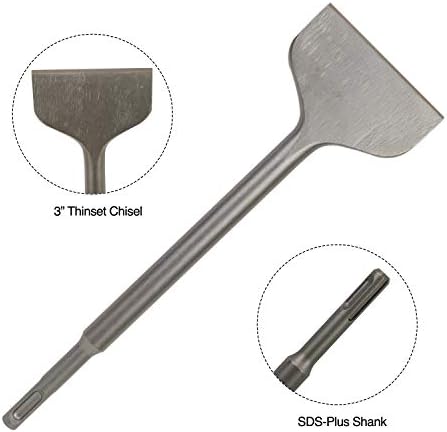 SDS Plus 4-Piece Chisel Set, Thinset Scraping Bit 3” x 10” Thinset Scaling Ch...