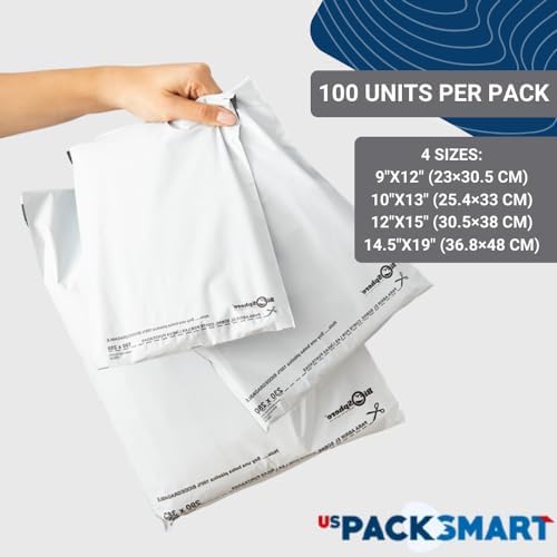 White Plastic Poly Mailers 12"x15" | Shipping Bags for Clothing, Bo...