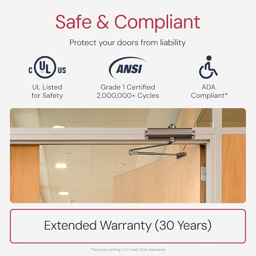 Lawrence Medium/Heavy Duty Door Closer Commercial Grade 1 - Surface-Mounted C...