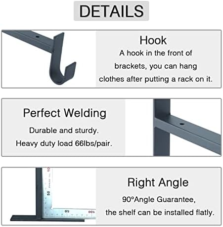 OVOV Closet Rod Bracket Heavy Duty 10 Inch Closet Shelf Brackets 8 Pack