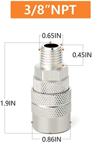 GASHER 12PCS 3/8-Inch Male Industrial Coupler,1/4 Basic Flow Quick Connect Ai...