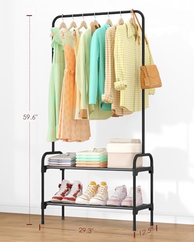 Sakugi Clothes Rack 2-Tier Shoe Organizer, Metal, 29.3x12.5x59.6, Black
